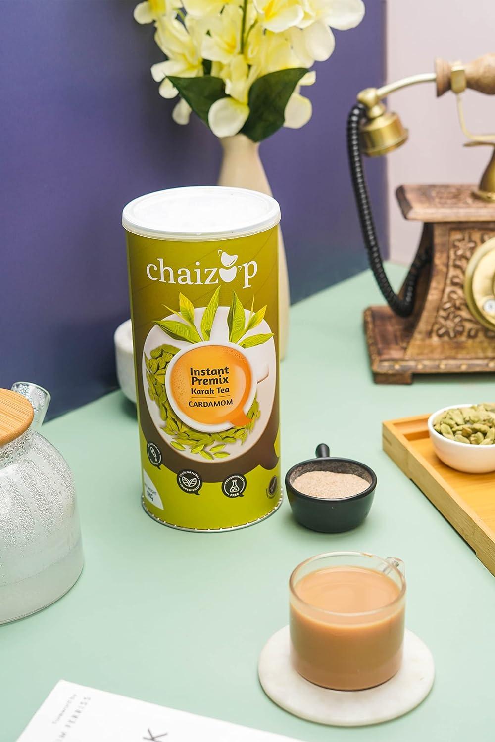 Chaizup Premium 1 Min Instant Cardamom Tea Premix - 1kg Can | Cardamom Flavours | Approx. 72 Servings | 1kg